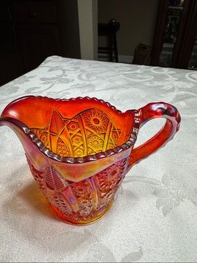 Vtg. Indiana Glass “Heirloom Sunset” amberina iridescent creamer.